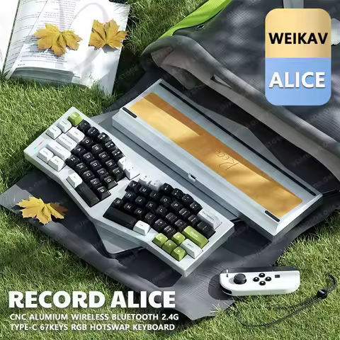 Weikav RECORD Alice Wireless Custom Aluminum Mechanical Keyboard Kit Ergonomic RGB Hotswap Gaming Bl