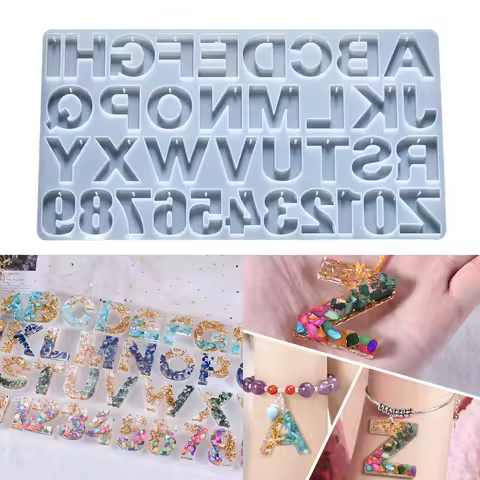 Alphabet Letter Number Decoration Craft Silicone Mold With Hole for Earring Pendant Creative Keychai