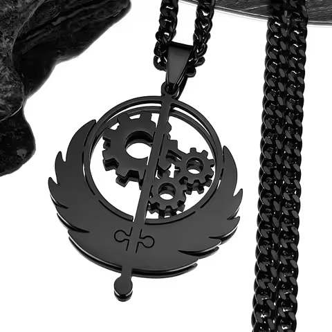 Brotherhood of Stainless Steel Pendants Necklaces Black Color Music Band Patch Game Flag Necklace Je