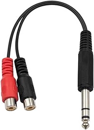MTUERANC 1/4 to RCA Adapter, 6.35mm (1/4 inch) TRS Stereo Jack Male to 2 RCA Female Y Splitter Audio