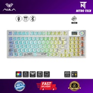 AULA F98 PRO Transparent Wireless Keyboard Digital Display Tri-Mode Wired Bluetooth 2.4G Gasket Stru