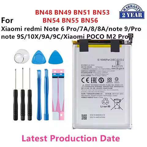 100% Orginal BN48 BN49 BN51 BN53 BN54 BN55 BN56 Battery For Xiaomi redmi Note 6 Pro/7A/8/8A/note 9/P