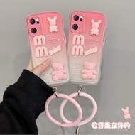 Casing Oppo Reno 7 5G Casing Wavy Edge Phone Cute Casing Three-dimensional Figure Doll with Bracelet