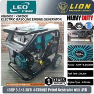 LEO KB6000E/KB7000E 5.5/6.5KW 4-STROKE Heavy Duty Petrol Generator with AVR System - Electric Start 