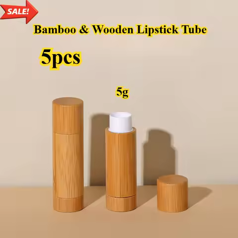 5pcs 5g Bamboo Lip Balm Tube Container Wooden Empty Lip Balm Tubes for Lip Balm Diy and Cosmetics Be