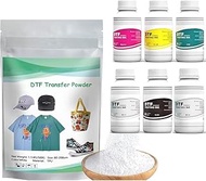 DTF Ink 1500 ml and Powder Set 6 x 250ml Ink CMYKW+Protection Fluid 500 g DTF Powder for A3 A4 l1800