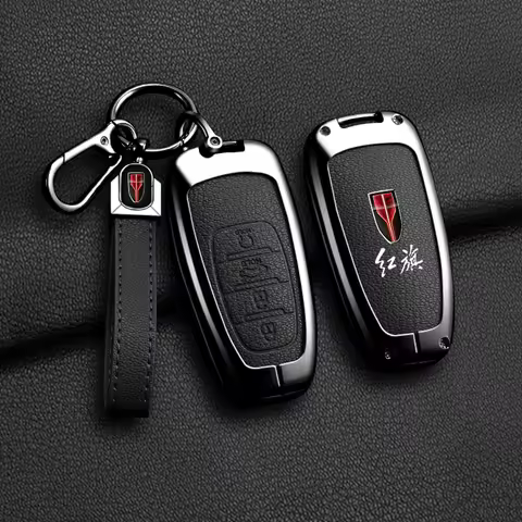 Car Smart Key Case Cover Shell For FAW Hongqi H5 E-HS9 H9 HS9 HS5 HS7 2020 - 2024 Zinc Alloy Leather