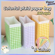 Ins Candy Color Bag Lattice Paper Bag Party Gingham Goodies bag Colorful Square Gird Patterns Bag 5.
