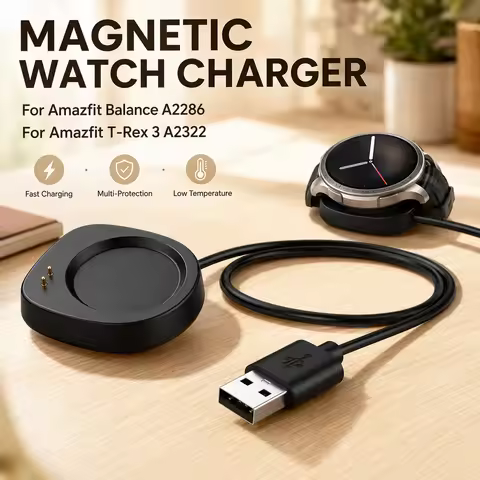 Magnetic Charging Cable For Amazfit T-Rex 3 Pro Balance 2 Helio Strap Cheetah 2 Ultra Bip Active Max