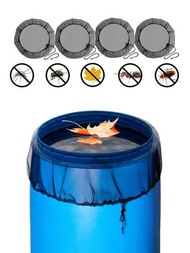 1入組雨桶網罩，集水桶網罩，帶可調節束繩的雨水桶網罩，用於室外花園雨桶配件的過濾網，防止蚊蟲、落葉和其他碎屑進入桶中