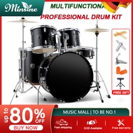 Minsine drum set for adult ,5-Pcs Drumset suitable for adults beginners self-starting jazz drums 5 people 2 drums cymbals Set Professional Play Practice with free professional chair