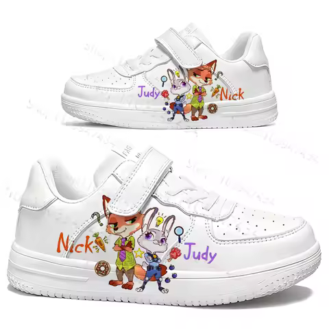 Zootopia Outdoor White Shoes Boys Girls New Model Judy Nick Couple Shoes Fashion Simple Series Shoes