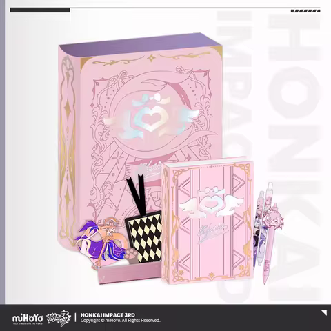 [Genuine] miHoYo Game Honkai Impact 3rd Elysia Theme Gift Box Notebook Metal Badge Bookmark Ruler An