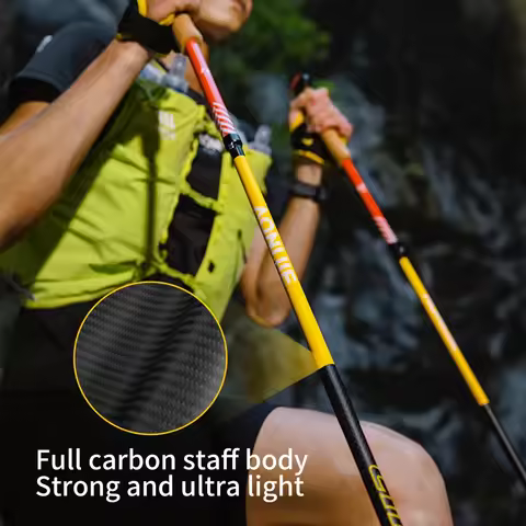 AONIJIE Folding Carbon Fiber Hiking Trekking Poles Walking Sticks with Quick Lock System Ultralight 