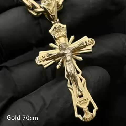 New Personalized Cross Necklace Jewelry Accessories Punk Pendant Necklace Vintage Gold Color Chain N