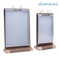 SHANHAI Menu Card Holder, Wooden Holder Multi page Ads Display Stand, Multipurpose Loose leaf Label 