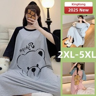 XB 2XL-5XL Cotton Pajama Dress - Plus Size Short Sleeve Summer Night Wear