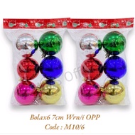 Christmas Decorations 7cm Balls, 6 Colorful OPP P6/6 M10/6 - Christmas Decorations - Christmas Balls