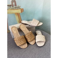 Women's Large EU40-US7 to US9 Grass-Woven Flat Sandals - Stylish & Comfortable