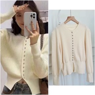 BANGKOK BY MJS NOLA BLOUSE BASIC TOP BUTTON GOLD TAG LABEL KNIT RAJUT STRECH IMPORT