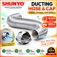 Shunyo Ducting Flexible Aluminum Hose with Stainless Steel Cap 4m Diameter 6 Inch Cooker Hood Dryer 