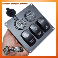 Car dashboard panel instrument 3 switch volt meter dc socket 12 volt 24 volt. Switch on off Switch 3