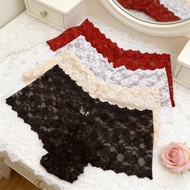 Women's Floral Lace Soft Breathable Mid-Waist Boyshort Panties - 4 Colors