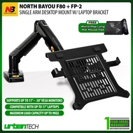 North Bayou F80 + FP2 Single Monitor Desktop Mount for 17"~30" LCD Monitors with Laptop Bracket VESA