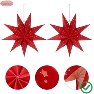 XUESHAN 2PCS 35cm Nine-pointed Star Chic Paper Xmas Ornament Home Decors Christmas Lanterns