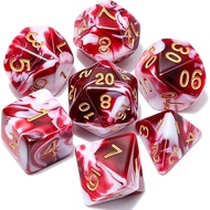DND Dice Set -D&D Polyhedral Dice (7 Pcs) for Dungeons and Dragons (Blood red and White)