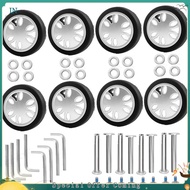 【bairddoro】8pcs Luggage Wheels Replacement Kit,Dia 2in/50mm Thick 0.47in/12mm Resistant Rubber Mute 
