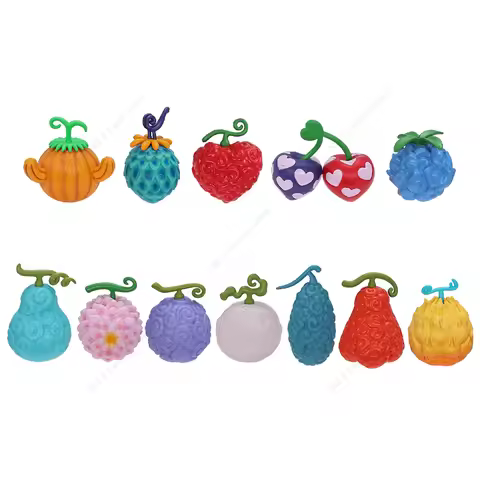 12pcs/set One Piece Devil Fruit Mini Figures Dark-Dark Fruit Op-Op Flame-Flame Gum-Gum Fruit Collect
