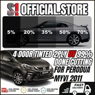 Perodua Myvi 2017-2022 4 Door Tinted 2PLY UV 99% Hitam(Gelap 30% 50% 65% 80% 95%) Siap Potong/Car Ti