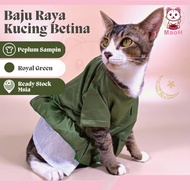 MaoH Baju Raya Kucing Betina (Royal Green) Peplum 2024 Cat Clothes Melayu Sedondon Comel