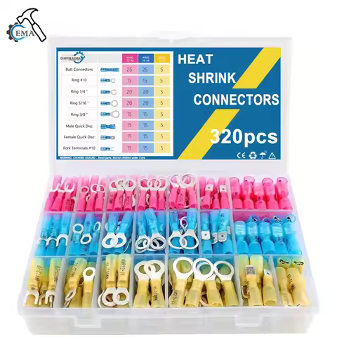 320-120pcs Heat Shrink Ring Crimp Connectors Waterproof Female Male Spade Connectors Terminals for A