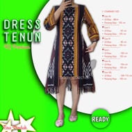 Terbatas Dress Tenun Jepara Premium Motif Toraja Warna Kuning Coklat