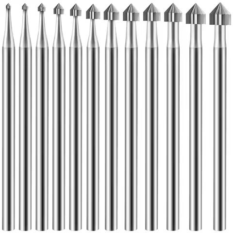 12Pc Cylinder Cone Shape Carving Burr Sets Jewelry Burr SetsShank Jewelry Making Stone Setting Burs 