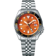 Seiko 5 Sports Analog GMT Orange Dial Automatic Stainless Steel Watch SSK005