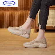 Thick soled shoes for woman thick soled women shoes loafer shoes  height increase shoes orthopedic shoes loafer shoes with wedge slip on shoes hollow loafers versatile soft sole casual platform breathable womens shoes