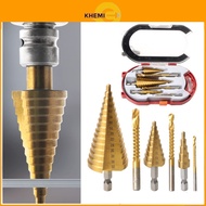 6PCS Step Drill Bit Set for Metal and Wood, HSS Hex Shank Straight Groove Step Drill Bit Set Spiral 