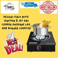 DESSINI ITALY Auto Ignition 8 Jet Gas Cooker Propane LPG Hob Burner Cooktop Tabletop Tempered Glass 