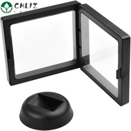 CHLIZ 10 pcs Storage Display Box, with Base Square Transparent Film Display Box,  Black Black Square Display Box Home
