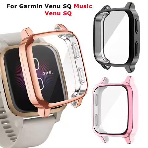 TPU Electroplated Case Cover Protective For Garmin Venu SQ Garmin Venu SQ Music Bumper Screen Protec