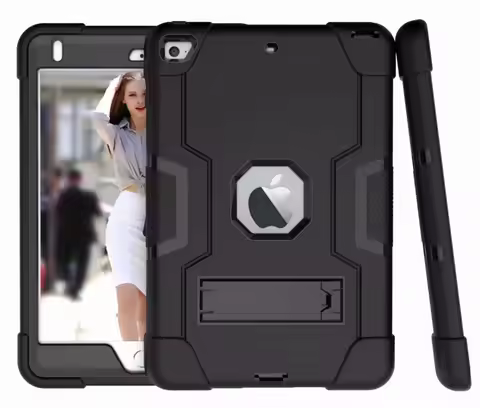Hybrid Three Layer Armor Shockproof Rugged Drop Protection Cover Case Built with Kickstand For iPad 