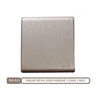 Switch 1 Gang 1 Way Switch Gold Hairline - SS2-G11