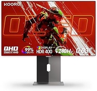 KOORUI 27 inch OLED Gaming Monitor, 240Hz Monitor, 0.03ms, 1440p AdaptiveSync Compatible, 99% DCI-P3