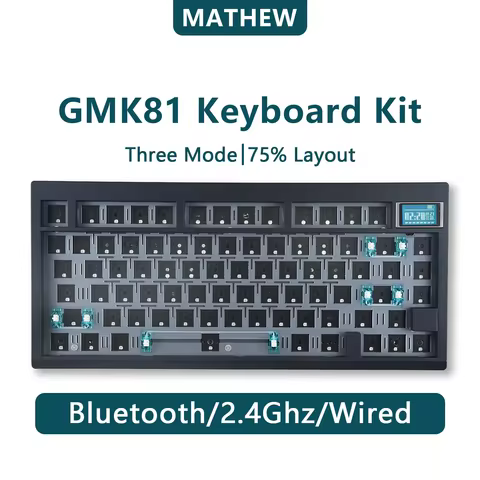 GMK81 Mechanical Keyboard Kit,75% Custom Hot Swap Wireless Barebones Gasket Mount RGB with Display S