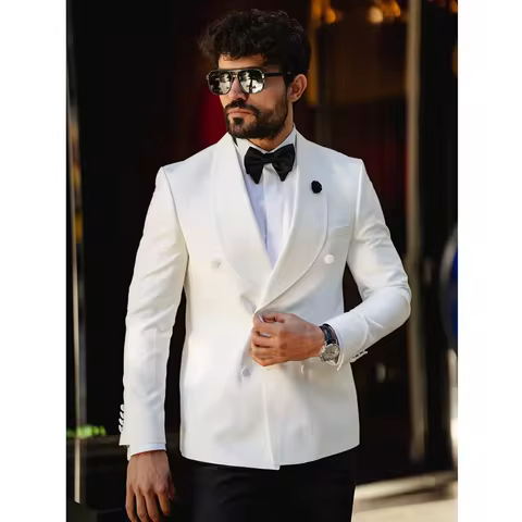 New Design Slim Fit Solid Men Wedding Groom Tuxedos Formal Suits for Prom Party Best Man Peak Lapel 