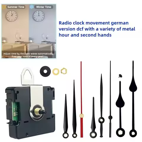 DCF Radio Wave Clock Movement Automatic Time Calibration Jump Second Wall Clock Movement Metal Clock