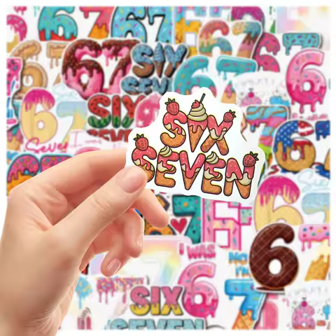 Cool Six Seven Number Stickers 50PCS Funny Meme 6 7 Decorations Trending Social Media Stickers for G